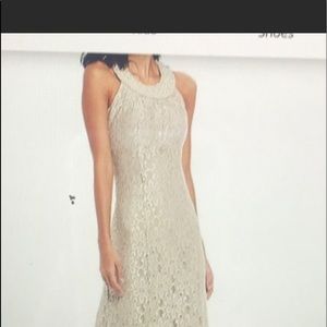 Beautiful Champagne long sequin and lace gown